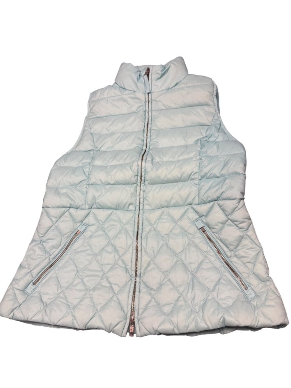 Talbots Women’s XS Light Blue Down Puffer Vest Quilted Full Zip 2015